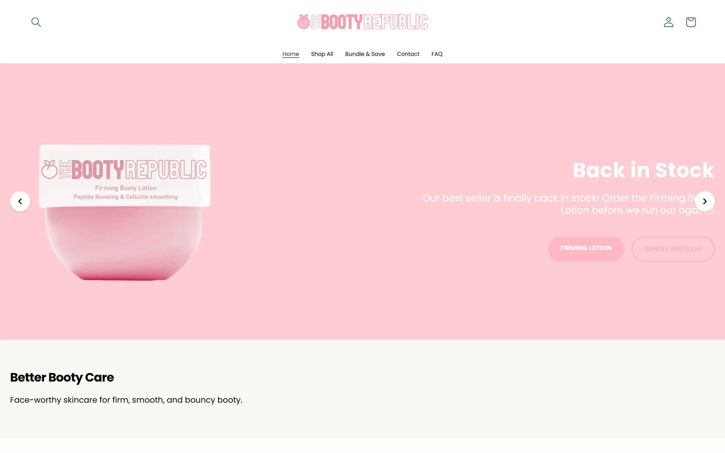 The Booty Republic storefront home page