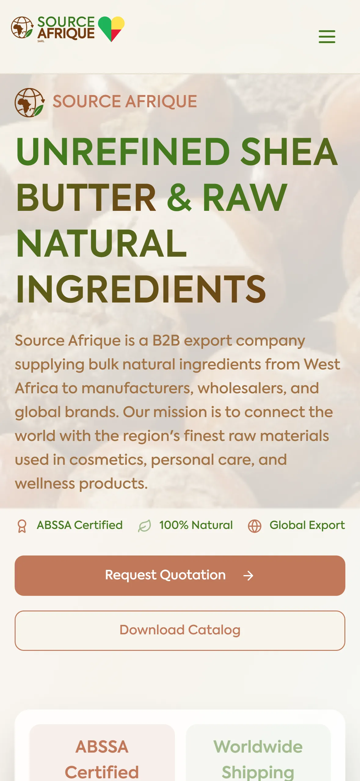 Source Afrique website on a phone
