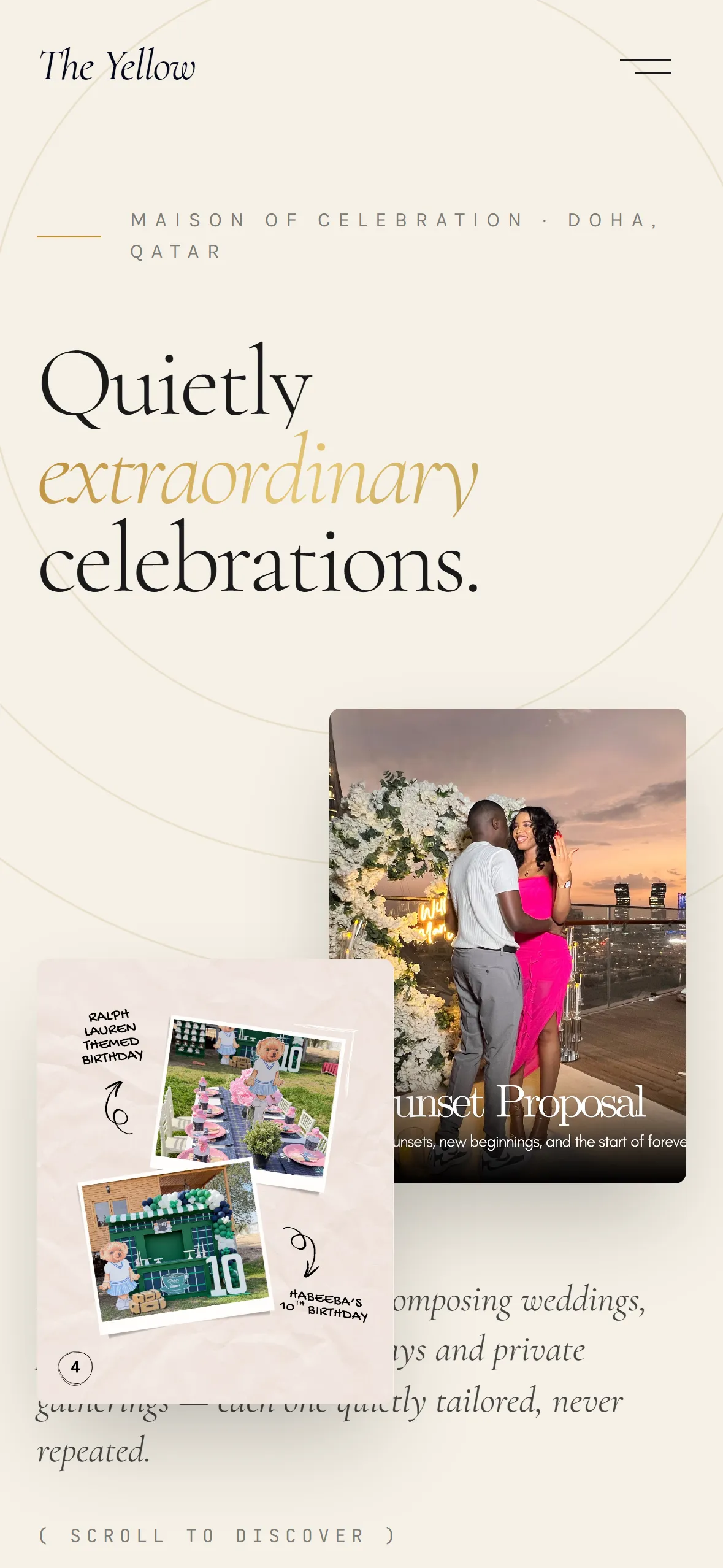 The Yellow Events website on a phone