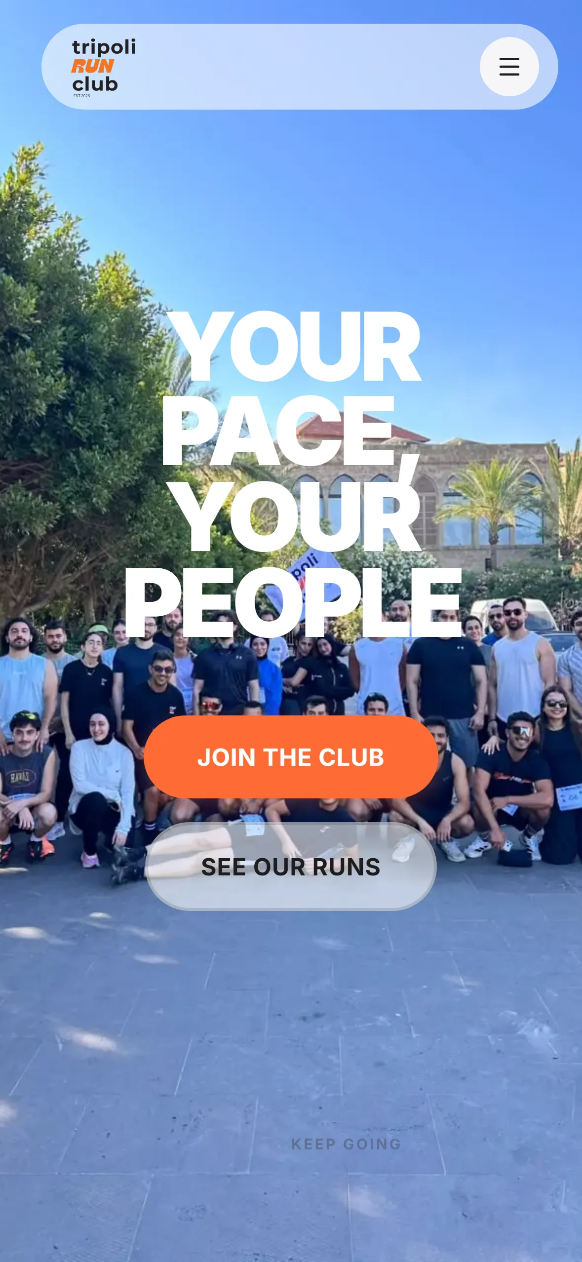 Tripoli Run Club website on a phone